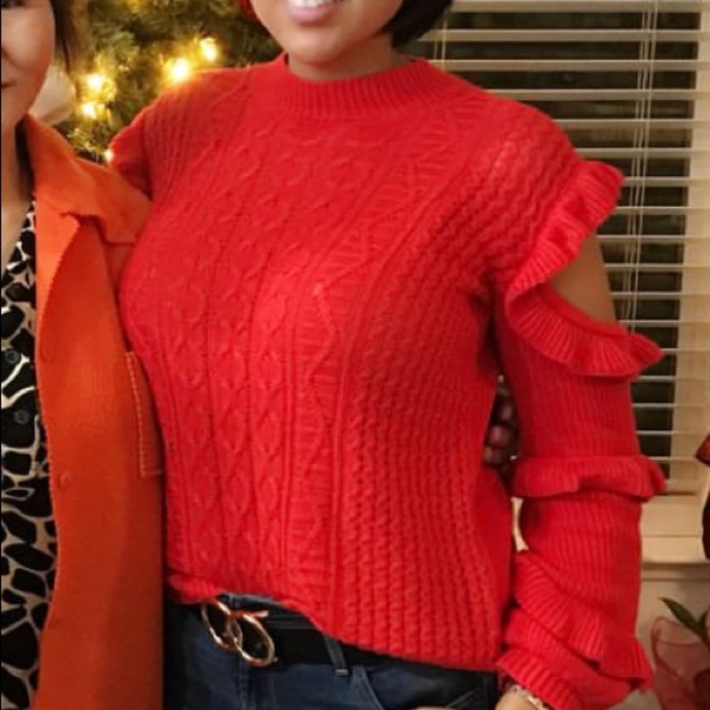 Ruffle sleeve sweater